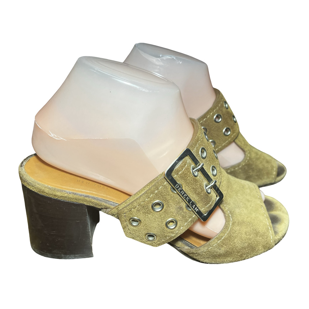 Derek Lam Shoes Womens Size 38 Brown‎ Suede Leather Buckle Sandal Heels Italy